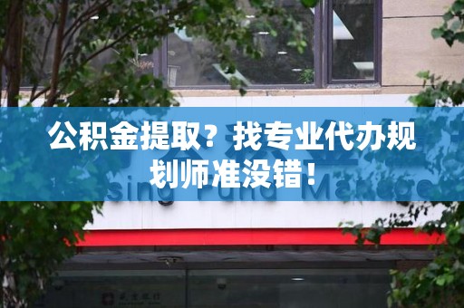 宁国公积金提取？找专业代办规划师准没错！